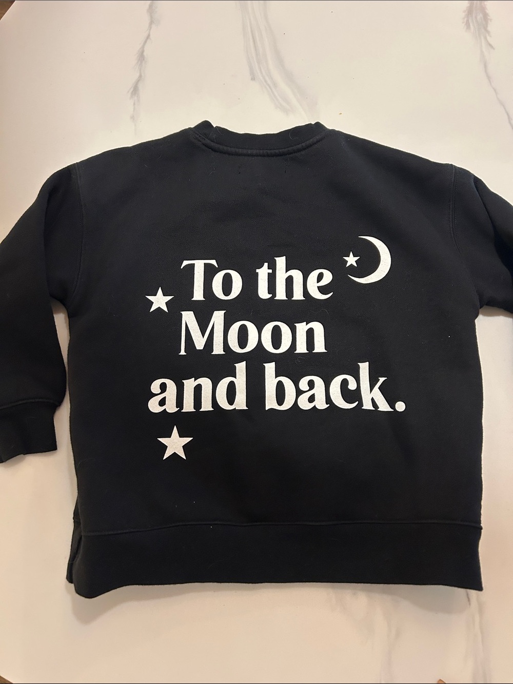 Brunette The Label Black Sweatshirt with White 'To the Moon and Back' Print